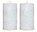 LA JOLIE MUSE Pillar Candles Set 2 Silver Coated Unscented White Wedding Candle, Cotton Wick 5'' Indoor Outdoor 55hrs Each