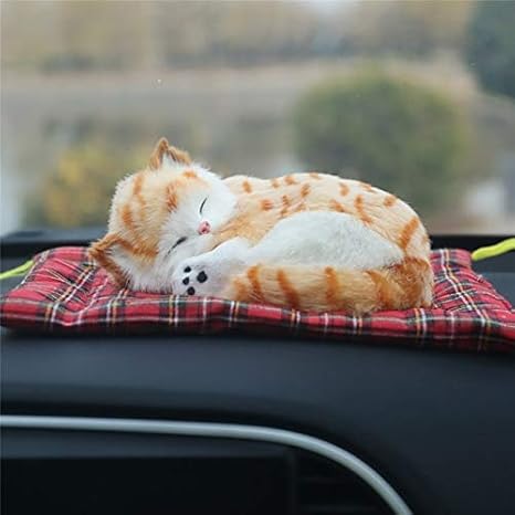 Amazon Yvchen 車の飾りかわいいシミュレーション猫エア フレッシュナー清浄自動車ナノカーボンバッグ自動車内装装飾家庭を活性化 Color Red Mat Orange 車用芳香剤 車 バイク