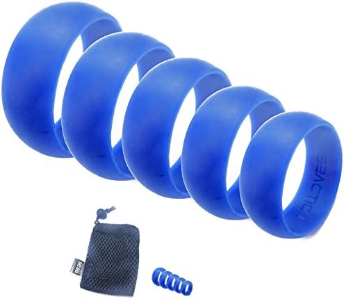 Men's Silicone Wedding Ring Band. 5 Rings Pack (Sizes 8,9,10,11,12). With Gift Box. Mens Gift Ideas