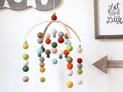 Woodland Felt Ball Mobile, Baby Mobile, Crib Mobile, Nursery Cot Mobile, Pom Pom Mobile, Nursery Mobile, Gender Neutral, Baby Felt Mobile