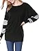 Allegra K Women's Color Block Scoop Neck Oversize Batwing Tunic Tops Black M (US 10)