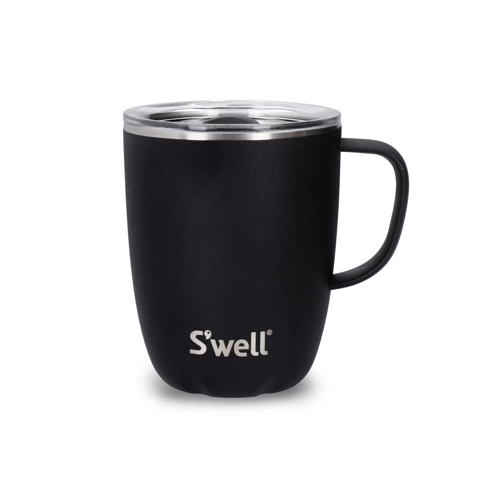S'well Mug with Handle, Black Onyx, 350ml. Vacuum Insulated Stainless Steel Travel Mug with Handle, 11.000 x 8.800 x 10.800 — image 1