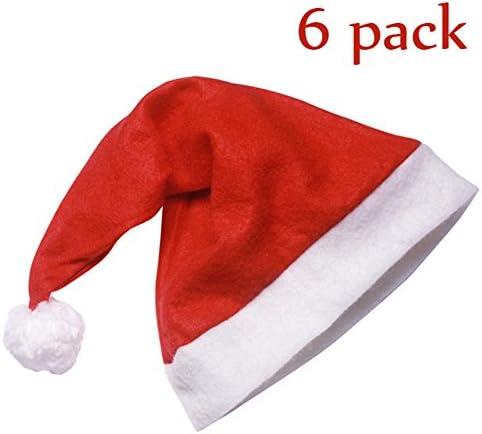 vannyster Santa Hat Christmas Holiday Theme Costume Christmas Headwear One Size Fits Most Set of 6 pcs
