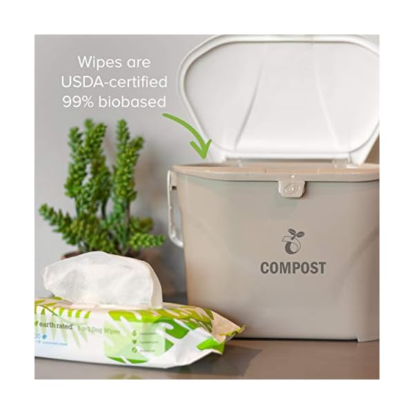 Earth-Rated-Dog-Wipes-100-Compostable-Pet-Grooming-Wipes-For-Dogs-Cats-USDA-Certified-99-Percent-Biobased-Hypoallergenic-20x20cm-Unscented-Cleaning-Wipes-For-Paw-Tushie-Bum Earth Rated Dog Wipes, Thick Plant Based Grooming Wipes For Easy Use on Paws, Body and Bum, Unscented, 100 Count