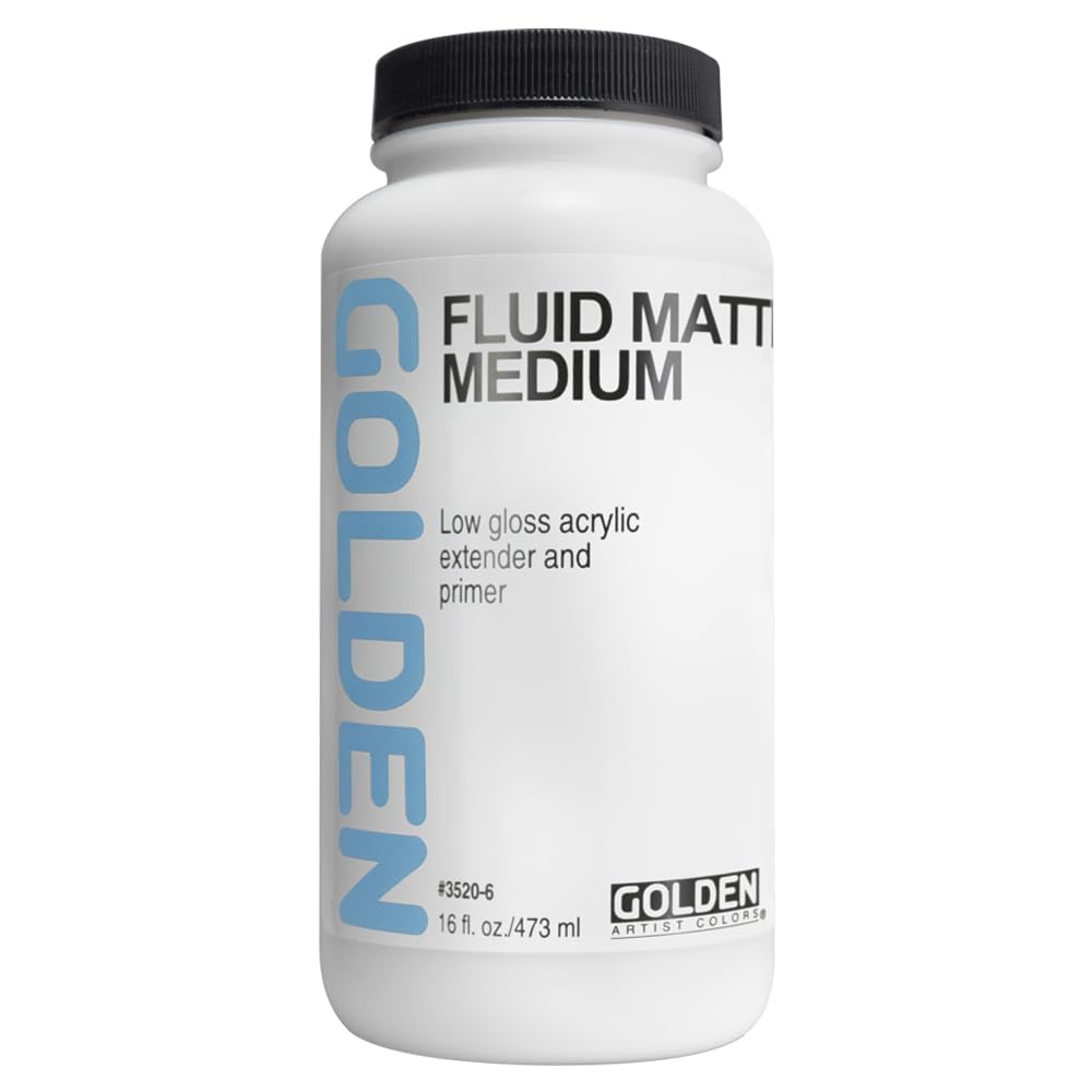 Golden Acrylic Medium, Fluid Matte Medium, 16 Oz