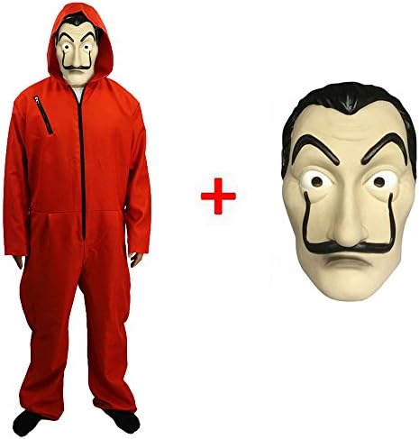 Hongzhi Craft La Casa De Papel Costume and Salvador Dali Mask (Costume and Mask Both) (S-New)