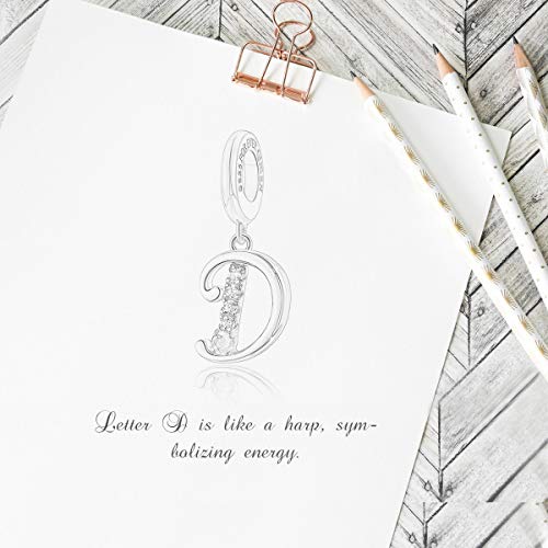 FOREVER QUEEN 925 Sterling Silver D Letter Initial Dangle Beads Charm Red Zircon Alphabet Pendants for Snake Chain Bracelets Necklace Gift Jewelry for Mother - Thumbnail 5