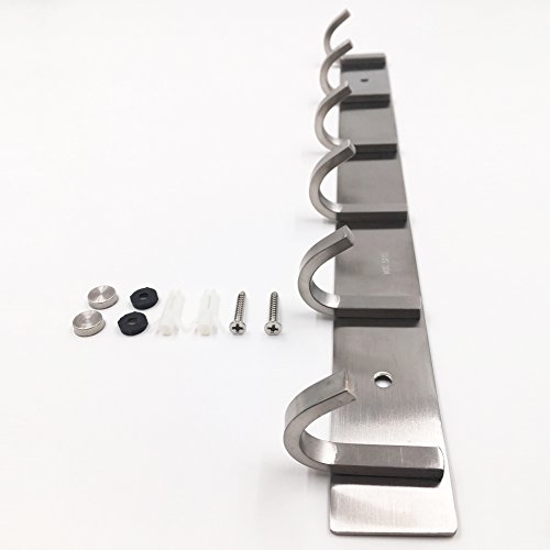 Maosifang Wall Coat Rack Coat Hooks Wall Mounted Brushed Stainless Steel for Clothes Towel Hats or Keys,6 Hooks - Thumbnail 5
