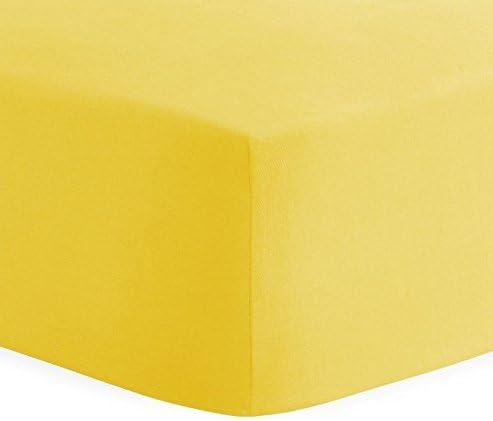 Chenille Linen Collections 800 Thread Count 100% Egyptian Cotton 1 Piece Fitted Sheet (Bottom Sheet Only) 15" Deep Pocket Twin XL Size Yellow Color