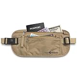 Money Belt - RFID Blocking Travel Wallet For Passport, Money, Credit Card, Documents, and Phone - Tan