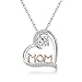 Foruiston Sterling Silver Diamond Accent Mom Heart Pendant Necklace - Christmas Jewelry Gift for Mom, 18''