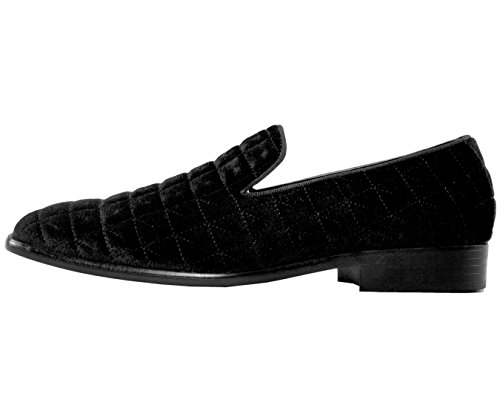 Amali Mens Crushed Velvet Smoking Slipper Nightclub Loafer, Slip On Formal Dress Shoe