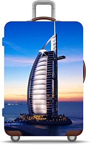 WhosePet Luggage Protector Sea Printed Suitcase Cover 18-30 Inch(Burj Al Arab, M(23-26 inch luggage))
