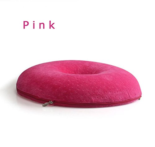 Rebound Memory Cotton Cushion Round Hollow Design Decentralized Pressure For Office Chairs Cars Wheelchairs Aircraft Multi-Purpose Relieves Sciatica/ Spine Hips Cushion , pink