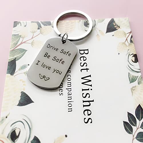 Rmikaly Drive Safe I Love You Funny Metal Keychain Gift Girlfriend Boyfriend Husband Wife Couple Key Ring Keychains for Valentine, Mother’s Day, Father’s Day, Christmas, Anniversary