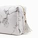 Joyful High Capacity Marble Pattern Cosmetic Bag Makeup Brushes Kit Bag Handbag Toiletry Case Gold Zipper Bag With Beauty Tassels (Large:7.1 x 5.1 x 2.7 inch)