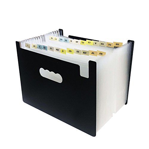 24 Pockets Expanding Files Folder/ A4 Expandable File organizer/ Portable Accordion File Folder/ High Capacity Stand/ Plastic Business File Organizer Box-by Blinyang