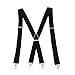 JIERKU Romanlin Suspenders for Men Elastic X Back 4 Metal Swivel Hook Clip End Adjustable Black