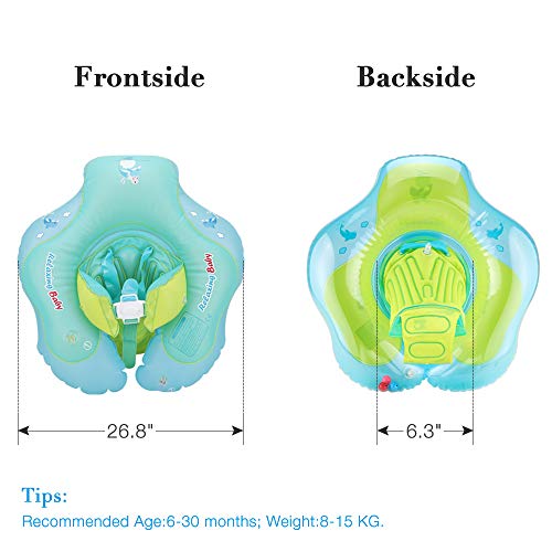 Komake Baby Pool Float, 【Upgrade】 Baby Floats for Pool Baby Inflatable Swimming Float Toddler Swim Float with Backrest and Crotch Strap Bathtub Pool Swimming Ring Toys for 6-36 Month Infant Toddlers