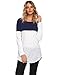 Sherosa Women's Color Block Blouses Crew Neck High and Low Hem Casual Tee Shirts Tunic Tops(Navy Blue,XL) …