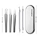 VOBAGA Blackhead Remover Pimple Comedone Extractor Tool Curved Acne Removal Kit,Treatment for Blemish,Whitehead Popping,Fat Particles,Zit popper with Silver Metal Case (Tweezers Kit 5pcs)