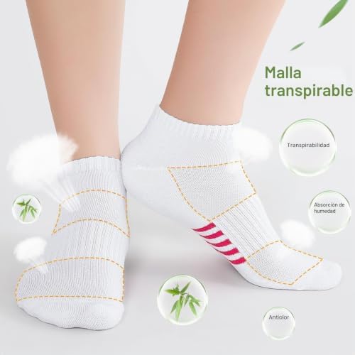 Calcetines Bambu Mujer 6/12 Pares, Calcetines Deportivos para Running Transpirables, Acolchado, Colorido y Antisudor, Regalos para Mujer de Verano