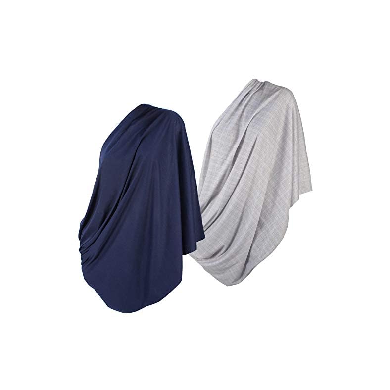 2pk LK Baby Infinity Nursing Scarf Breastfeeding Cover Ultra Soft (Grey/Navy)