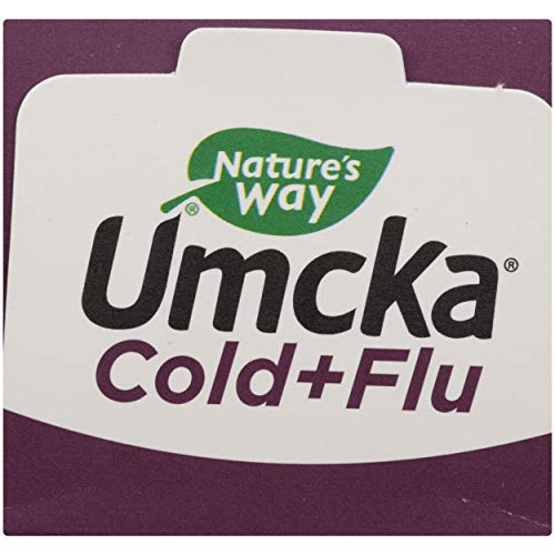 NATURE’S WAY UMCKA COLD AND FLU RELIEF SYRUP, FEVER*, SORE THROAT, COUGH, CONGESTION, BODY ACHES*, HOMEOPATHIC, PHENYLEPHRINE FREE, 0.05% ALCOHOL, BERRY FLAVORED, 4 FL OZ (PACKAGING MAY VARY)