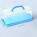 FEOOWV Portable Plastic Rectangular Loaf Bread Box with Transparent Lid, Bread Keeper for Carrying and Storing Loaf Cakes,Banana Bread,Pumpkin Bread,Quick Breads (Blue)