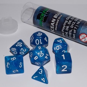 ADC Blackfire Entertainment 91660 16 mm Ocean Blue Role Playing Dice Set (7-Piece)