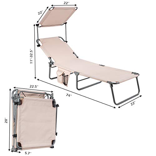 Giantex Lounge Chaise Chair Position and Shade Adjustable W/Canopy and