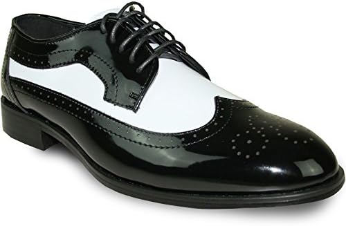 JEAN YVES Dress Shoe JY03 Wing Tip Two-Tone Tuxedo for Wedding, Prom and Formal Event Black&amp;White 13M