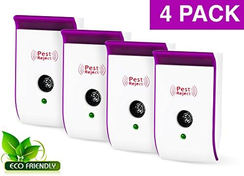 Ultrasonic Electronic Indoor Pest Repeller Plug in Device – Set of 4 – Humane – No Chemicals, Insecticides or Toxics – Safe for Humans &amp; Pets – Pest Reject for Mice, Moles, Fleas, Bugs, Spiders, etc.