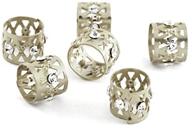 Mixed Dread Lock Dreadlocks Crystal Stud Rhodium Plated Color Beads Metal Cuffs Hair Decoration Filigree Tube 6 PCS in 1 package