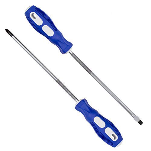Phillips Screwdriver and Slotted Screwdriver,QM-STVR 8\'\' Screwdriver Length Shank Screwdriver Magnetic Tip Cross Head Flat Head NO.2 Screwdriver (2 pack 8\'\' phillips and slotted screwdriver)