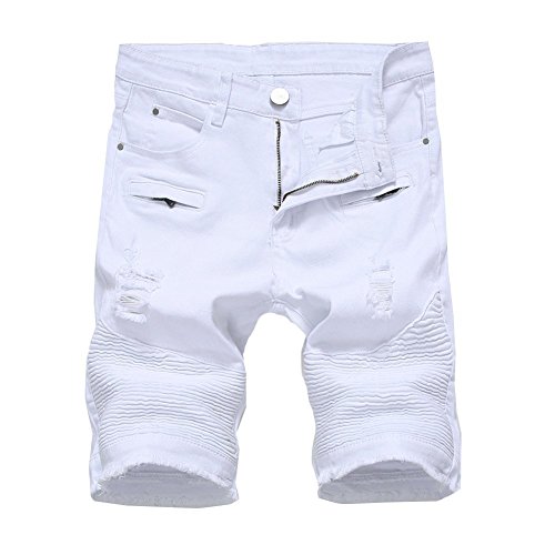 destroyed white denim shorts