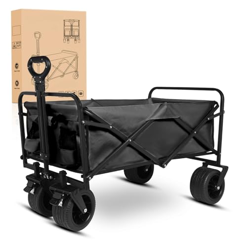 Yesker Foldable Wagon - 300lbs Collapsible Garden Carts with All Terrain Wheels…