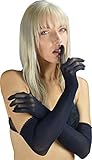 Persephone - Sheer Seamless Nylon Lycra Evening Gloves - Opera Length (Black) Lady’s elbow length evening gloves bride wedding formal stretch nylon gloves transparent long length adult classic