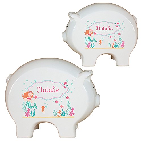 Personalized Blonde Little Mermaid Piggy Bank for Little Girls (Original)