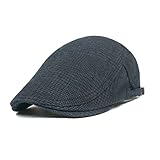 lethmik Cotton Flat Cap Gatsby Duckbill Hat Newsboy Ivy Irish Cabbie Scally Cap Tweed Blue gray