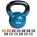 SPRI Kettlebell Weights Deluxe Cast Iron Vinyl Coated Comfort Grip Wide Handle Color Coded Kettlebell Weight Set (Teal, 20-Pound)