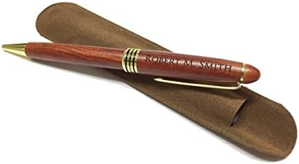 Personalized wood pen, Wood pen engraved, Custom pen, Company pen Personalized rosewood laser engraved pen/w brown velveteen slip pouch