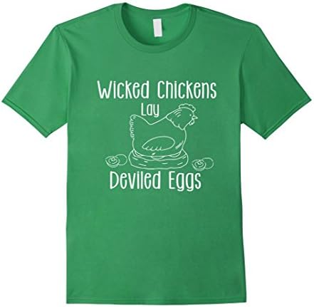 Men's Wicked Chickens Lay Deviled Eggs, Love Chicken T Shirt Large Grass