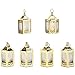 Gold Mini Lanterns with Holographic Star Lights - 4.5 Inch Tall, Warm White LED, Small Table Decor for Wedding Centerpiece or Ramadan Decorations, Batteries Included - Set of 6 primary