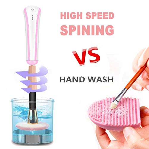 Makeup Brush Cleaner -[Upgrade Version] Three Level Intensity Adjustments Rantizon Automatic Cosmetic Brushes Cleaning Machine with 360 Degree Rotation, Professional Makeup Brush Cleaning Tool