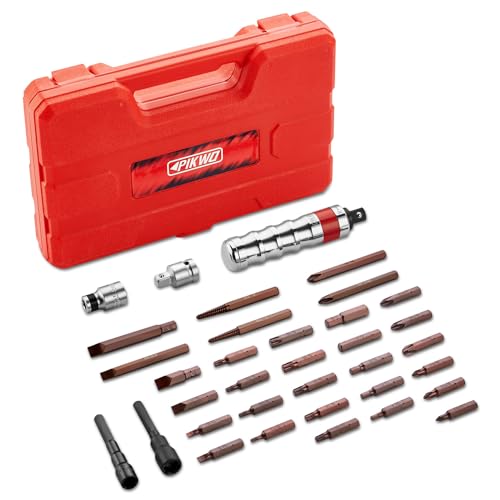 Hand Manual Reversible 35PCS Master 1/2-inch 3/8-inch Impact Driver Set Extractor- Impact Screwdriver S2 Steel Disengage Rusted Fasteners or Frozen Bolts
