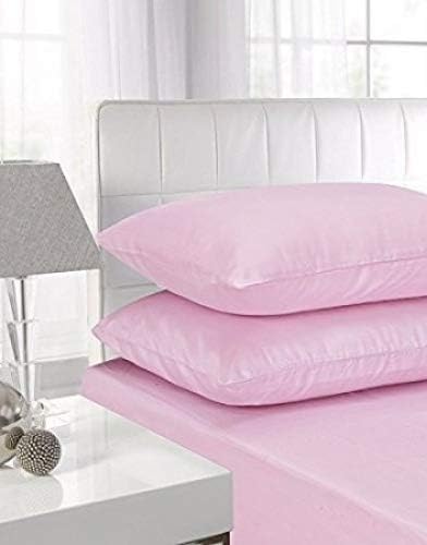 Luxury Percale 16" 40CM Extra deep Fitted Sheets 15 Colours (Pillowcase Pair, Pink)