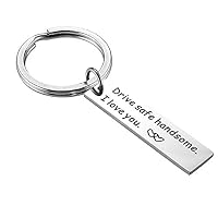 Meiligo Drive Safe Keychain Handsome I Love You Trucker Husband gift for husband dad gift valentines day stocking stuffer (Keychain - 2)