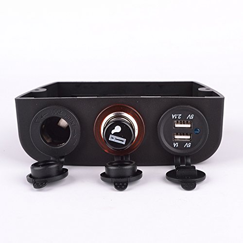 Iztoss 12-24V Two Marine Cigarette Lighter Splitter Power Adaptor Sockets and usb charger
