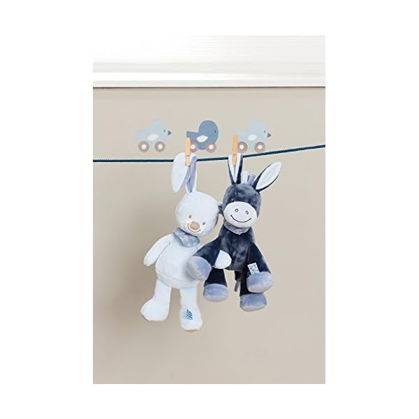 Nattou Kuscheltier Hase Bibou, Wegbegleiter ab der Geburt, Höhe: 24 cm, Alex und Bibou, Blau – Bild 4